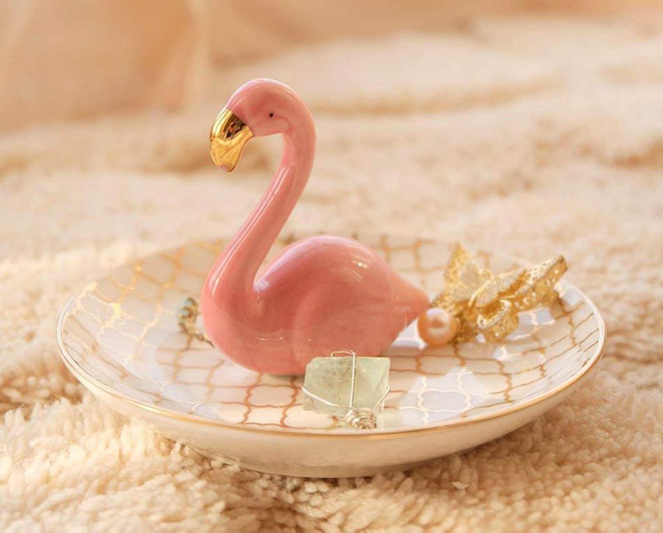 Flamingo ring holder plate for your rings, necklaces and other jewelry