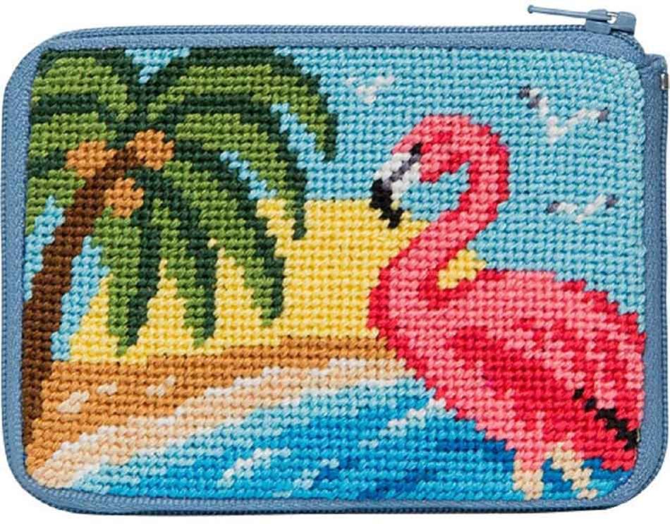 Flamingo coin purse needlepoint kit