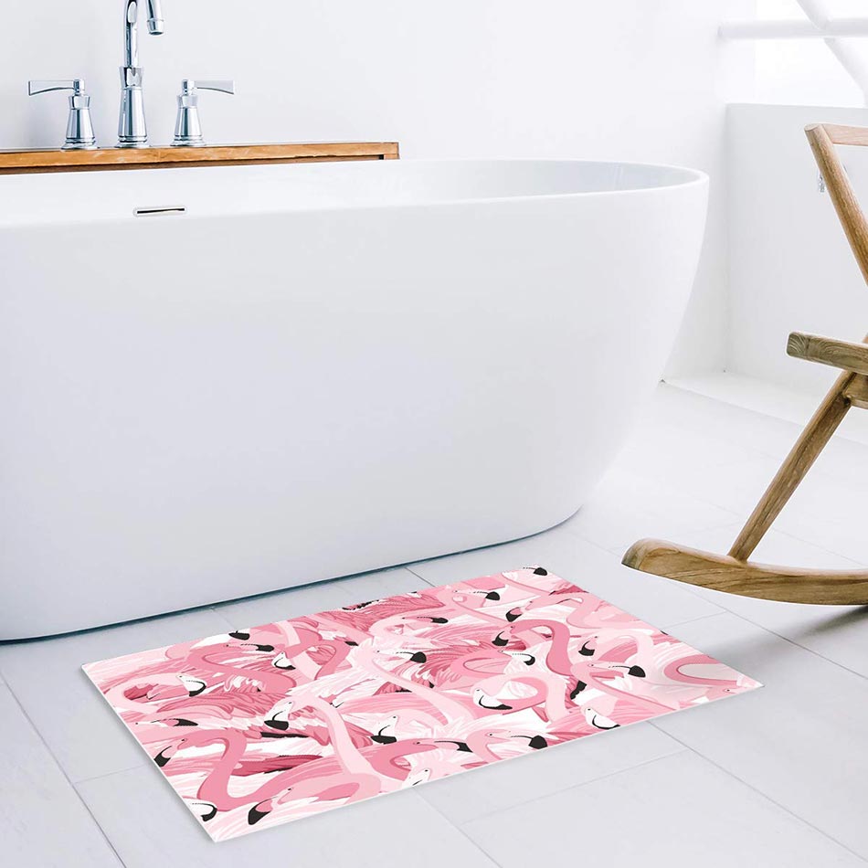 Pink flamingo bathroom mat