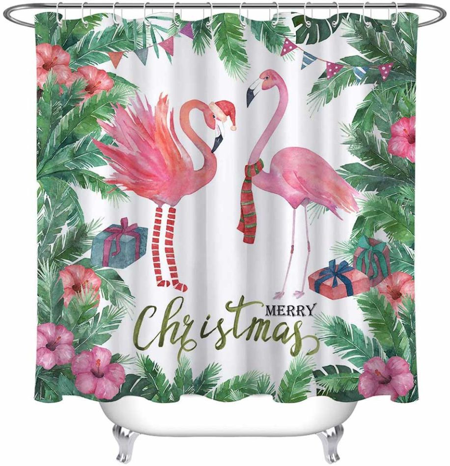 Joy to your bathroom with this flamingo shower curtain