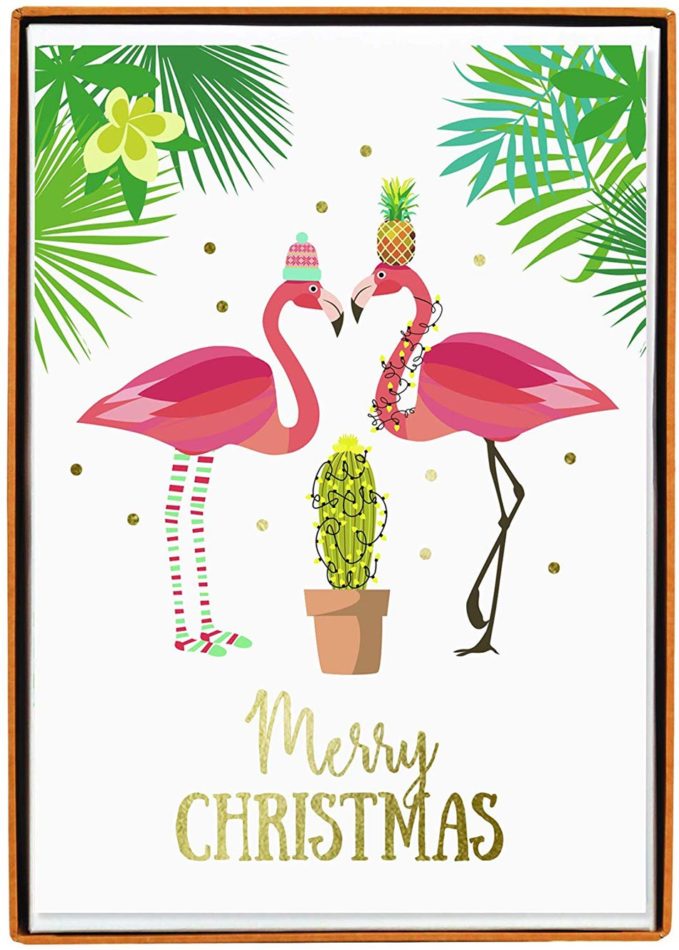 Buy this flamingo couple Christmas card from Amazon.com