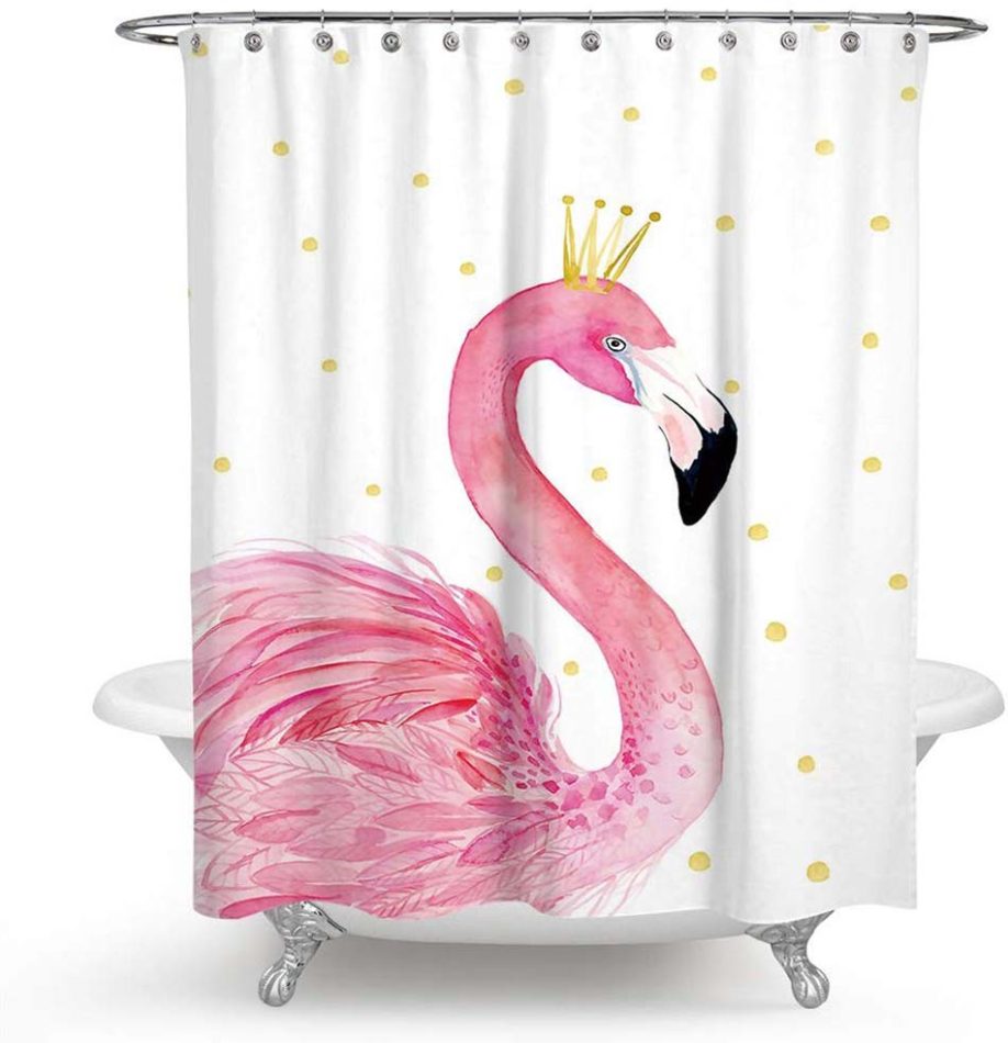 Pink flamingo princess shower curtain