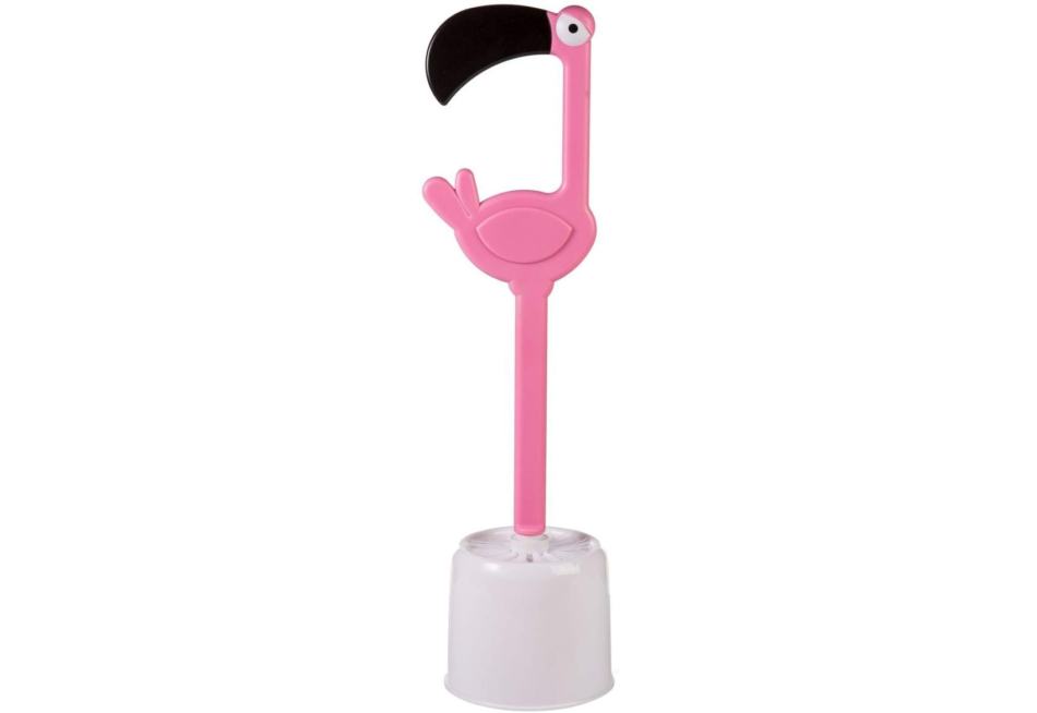 Funny pink flamingo toilet brush